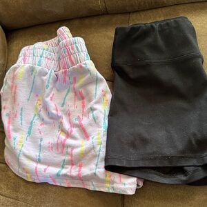 3 pairs of shorts. Colorful Patterned Shorts and Biker Shorts